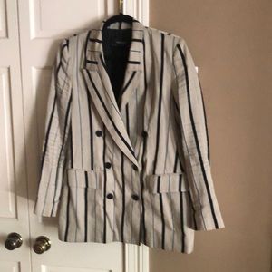 Zara basic size S, double breastfed, beige and black stripes.